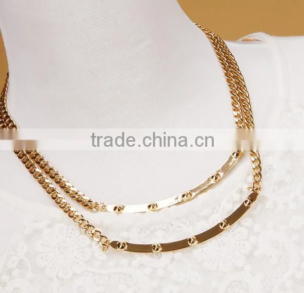 Fashion Double Layered Thin Gold Chain Necklace Simple Jewelry photo-3
