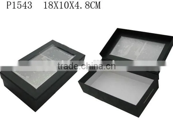 Custom Black Paper Gift Packaging Paper Box With Clear PVC Window Wholesale P1542 photo-5