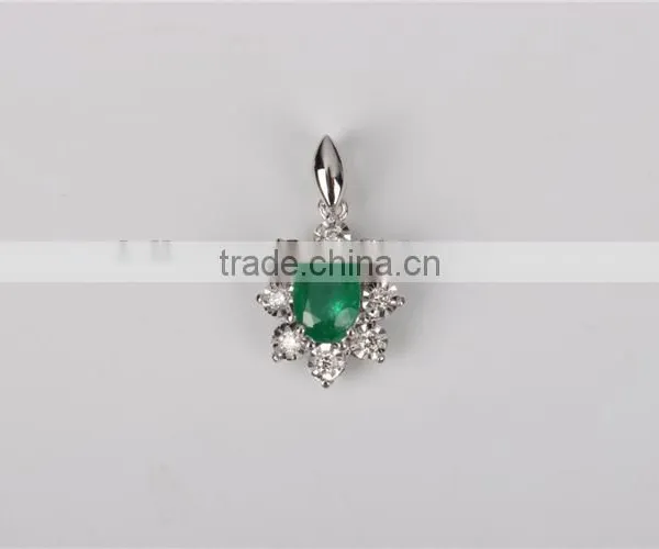 925 Sterling Silver Green Stone Jewelry Pendant Necklace photo-4