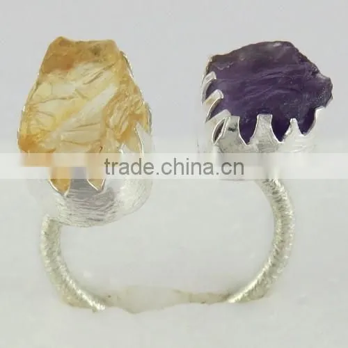 Beautiful Style Rough Citrine Amethyst Ring, Gemstone Silver Jewelry, Online Silver Jewelry photo-6