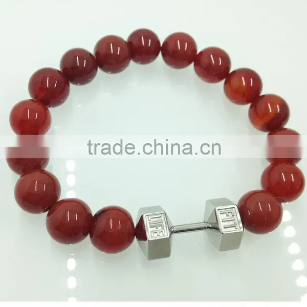 316 Stainless Steel Fitness Charm Bracelet Fitness Jewelry Dumbbell Bracelet photo-6