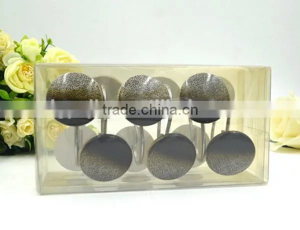 Round Black Pattern Polyresin Shower Curtain Hooks photo-2