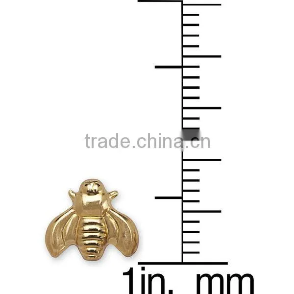 Pretty Design Sterling Silver 14K Gold Children's Bee Stamped Earrings photo-3