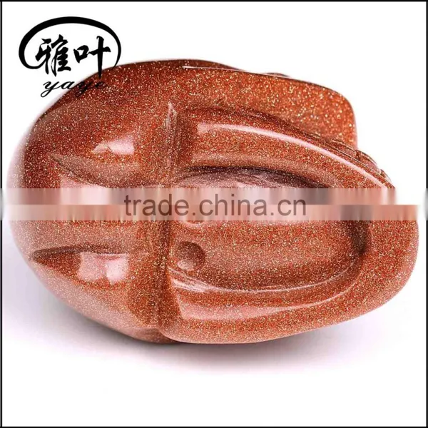Wholesale 2inch Gold Sand Stone Handcrafts Skull Carving photo-5