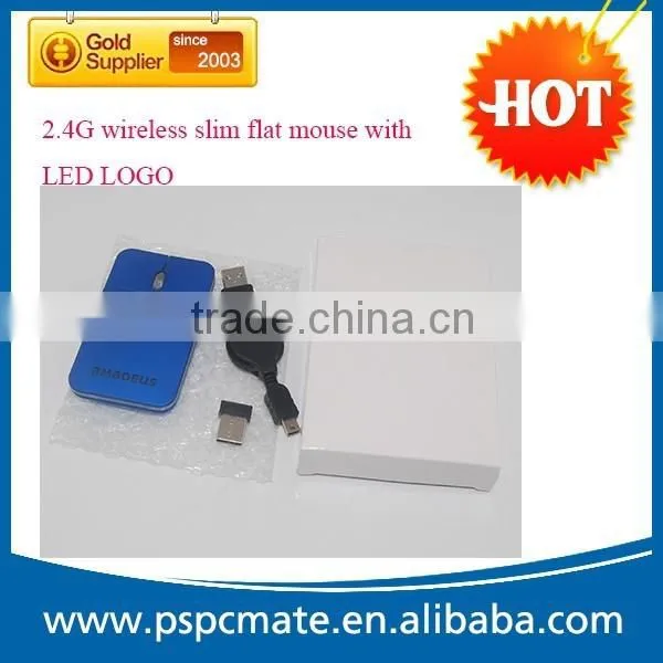 Rechargeable 2.4G Wireless Flat Slim Mouse With Led LOGO for Promotional Gift photo-2