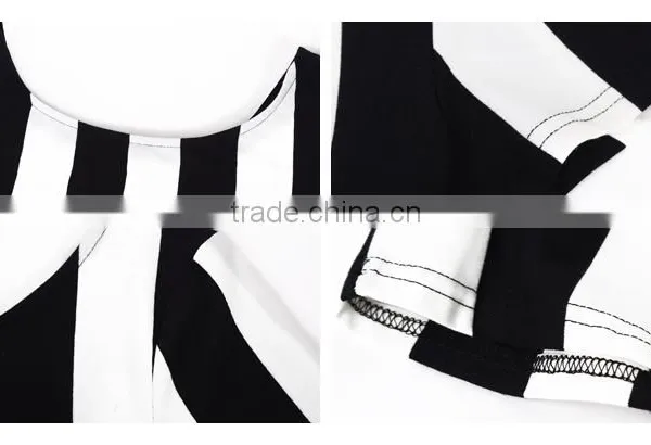 Black and White Stripe Women Fashion T Shirt Design China Factory Supplied photo-6