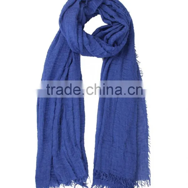 2015 Good Quality Plain TR Scarf for Neutral/ 4side Fringing