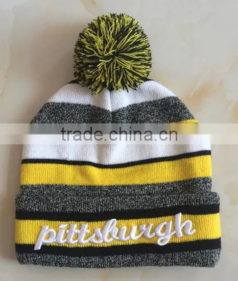 Popular Chromatic Stripe Letters Knitted Cap