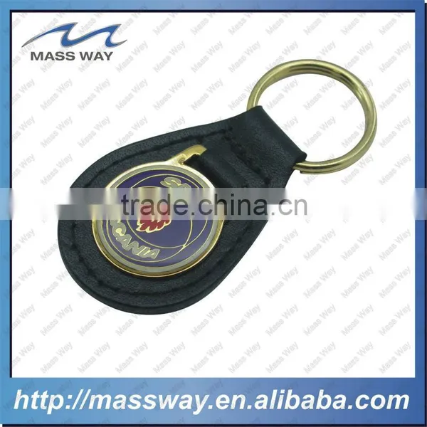 Blank Promotion Hot Sale Metal Zinc Alloy Brown Leather Keychain photo-4