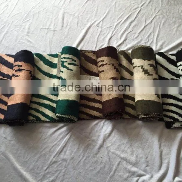 Stock Item Promotional Scarf Knitting Patterns Stripe Scarf Fron Scarf Factory China