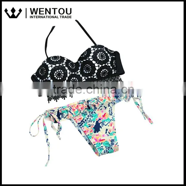 Wentou Ladies Sexy Print Push Up Bathing Swimsuit Bikini photo-3