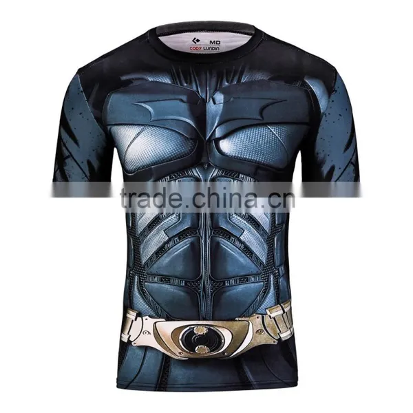 Men's Cool Creative T-Shirt Superheroes Bat-man/Spiderman Logo Short Sleeve Bodybuilding Compression 3D T Shirt photo-2