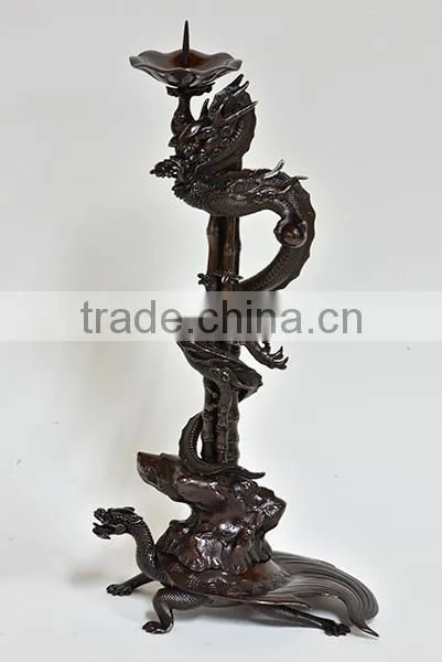 Beautiful and Luxury Dragon and Bamboo Design Vase,incenseburner,and Religious Candle Holder Set Made in Japan With Long-lasting photo-4