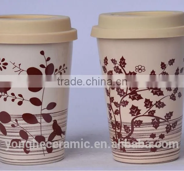 Wholesale Color Glazed Single Walled Travel Mugs With Silicone Cover
