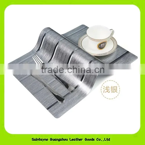Shinning PVC Leather Printing Coaster, Anti-oil Leather Coffee Table Pad 16024 photo-6