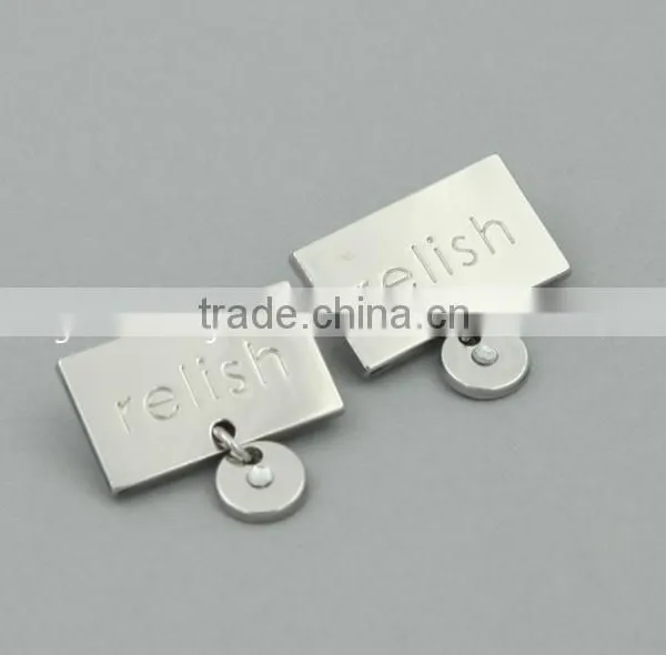 Custom Engraved Logo Hanging Metal Jewelry Tags With Paperclip for Fashion Apperal photo-2