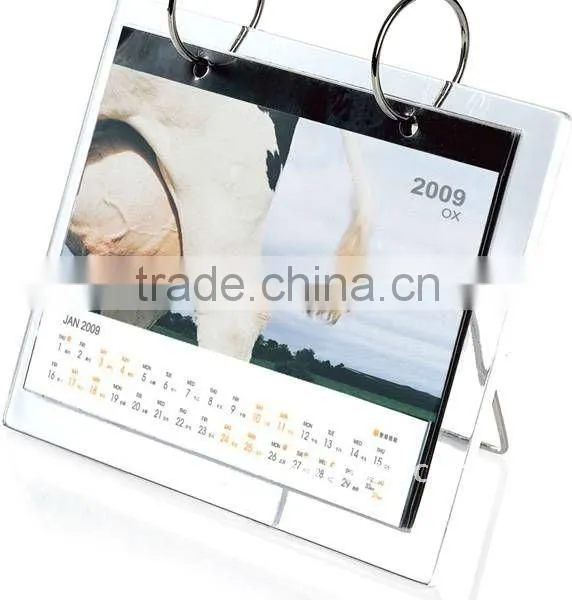 Clear Acrylic Desk Calendar Display Stand With a Pen Box, Transparent Plexiglass Calendar Holder With 4x6inch photo-4