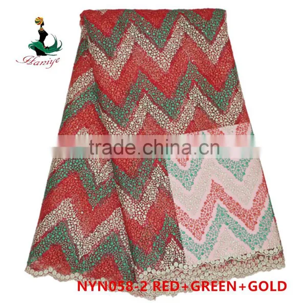 Haniye 2016 New Design African French Lace Fabric With Flower Embroidery Tulle Lace Fabric/NYN58 photo-3