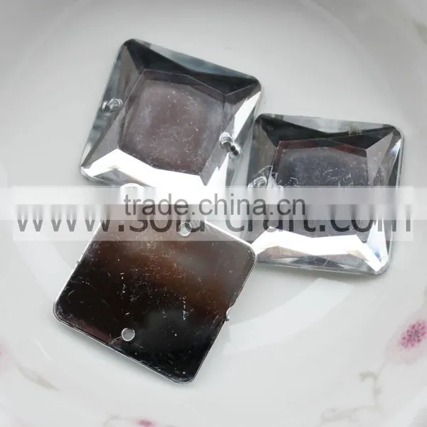 Fancy 19mm Crystal Silver Grade A Acrylic Flat Square Chain Mirror Spacer Bead for Sale