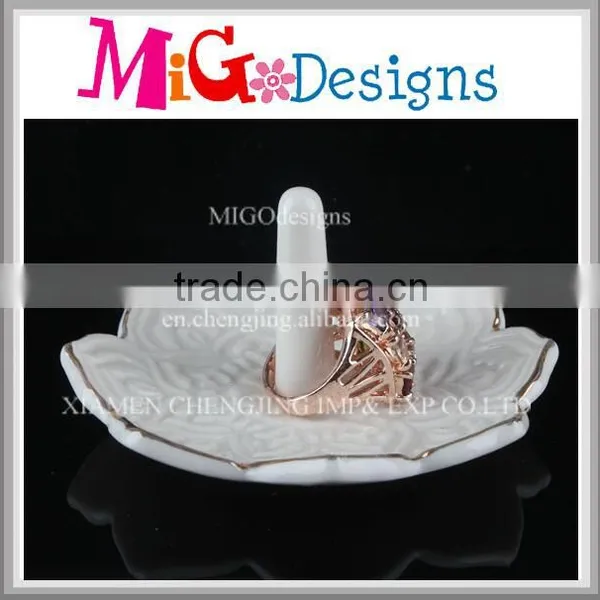 White Ceramic Ring Holder Earring Holder