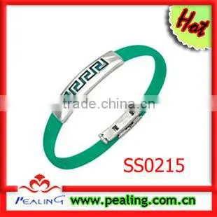 Popular Stainless Steel Jewelry Green Silicone Bracelets