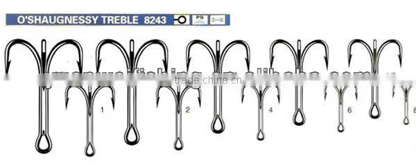 GOOD QUALITY O'SHAUGNESSY TREBLE Fishing HOOK