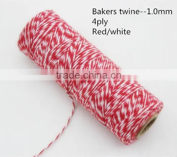 1mm*110yds Double Colored Twisted Baker Cotton Twine for Gift Packing Cooking Party Wedding Decorating and DIY photo-2