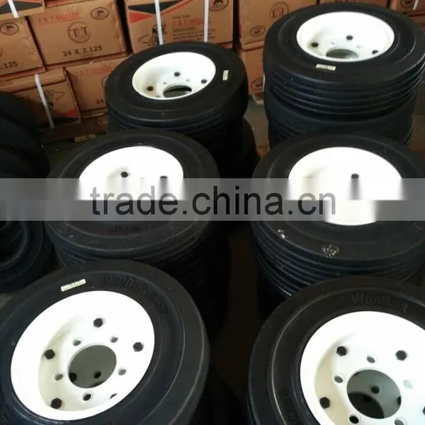 Cheap 4.00-8 Solid Rubber Tires and Wheels Trailer Parts Free Shipping With Quality Warranty photo-3