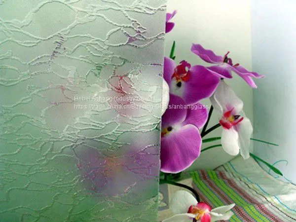Shahe Huajinde 3-6mm Clear Karatachi Diamond Flora Patterned Glass Figured Glass Rolled Glass photo-3