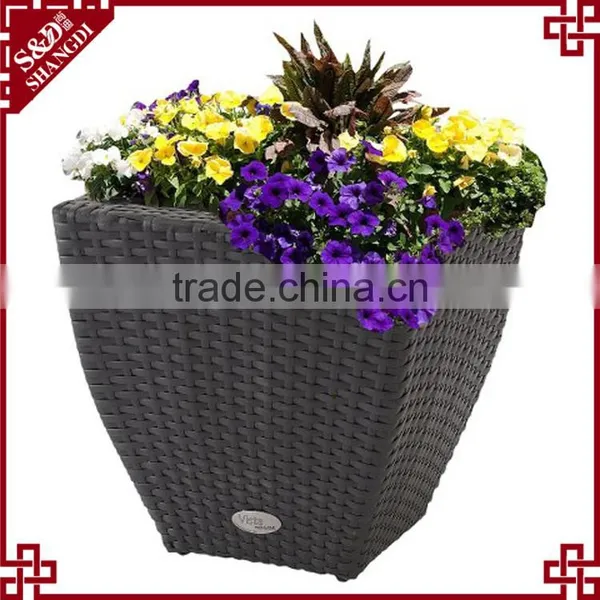 Tall and Round Large Plastic Rattan Bulk Memorial Flower Pots photo-2