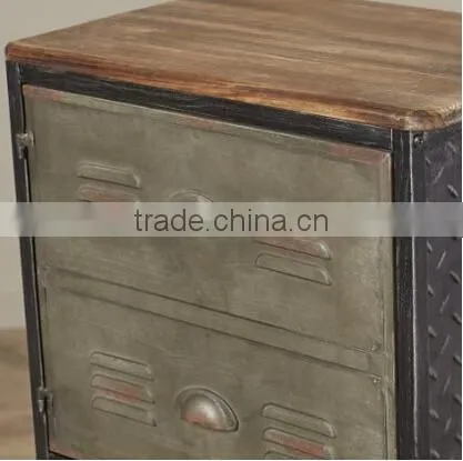 Industrial Metal Frame Wood Top Bookcase With Fluted Doors photo-4