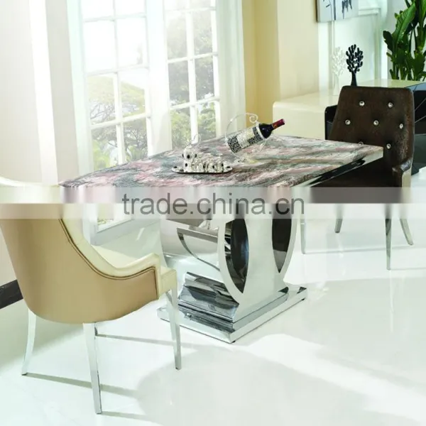 TH337 Dining Room Furniture Stainless Steel Marble Top Dining Set for Sale photo-2
