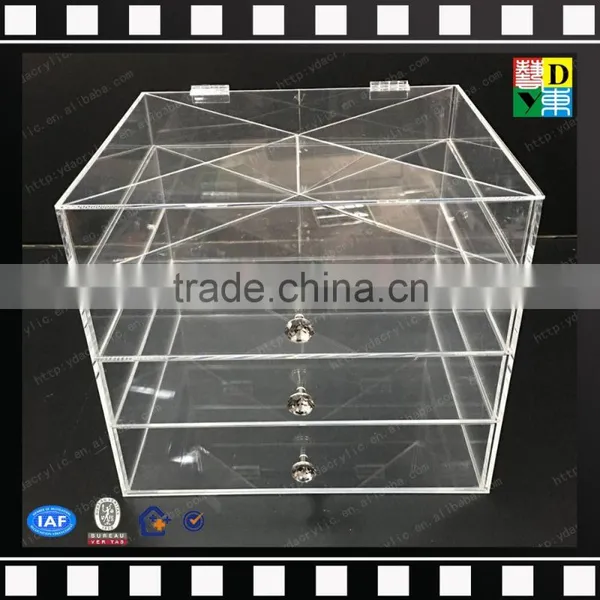 2016 Clear Acrylic Makeup Organizer Diamond Handle, Acrylic Makeup Drawer Box, Flip Cover Acrylic Cosmetic Storage Boxes photo-6
