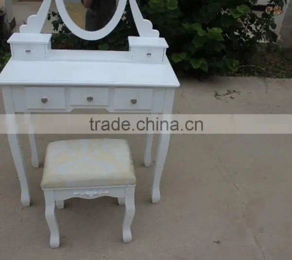 Antique Vanity Cheap Beauty Makeup Wood Dresser With Mirror, Antique Dressing Table With 5 Drawers photo-3
