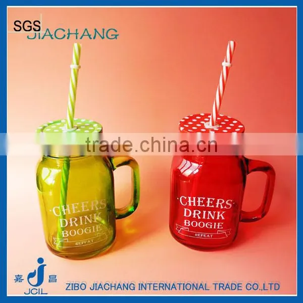 Stained Cheers Drink Glass Letter Juice Cold Coffee Mug With Screw Lid