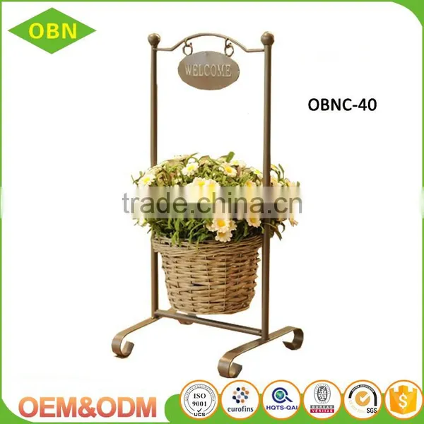 Wholesale Decorative Wicker Flower Basket With Metal Stand photo-6