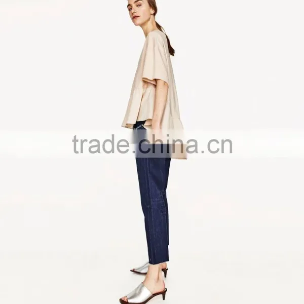 OEM Wholesale Custom Made Asymmetric Frilled Top Latest Design Girls Woman Top photo-4