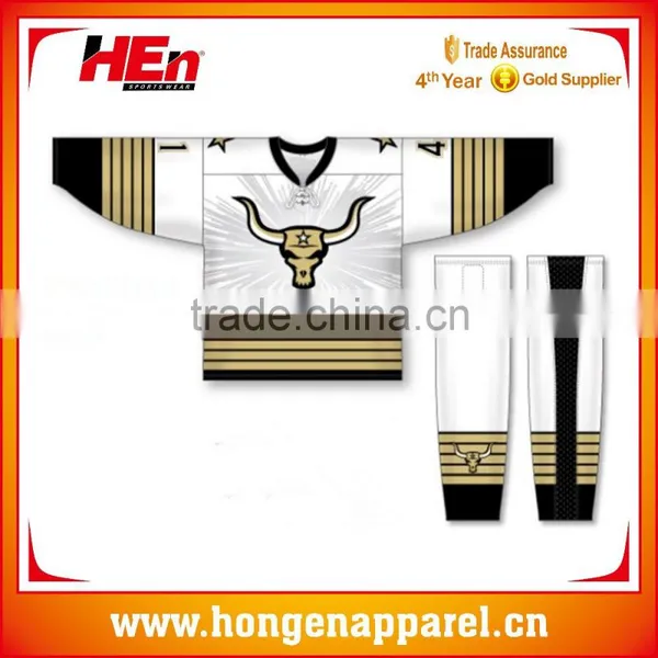 Hongen Apparel Best Ice Hockey Jersey / Embroidery Ice Hockey Jersey / Tackle Twill Ice Hockey Uniform