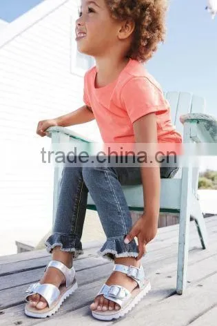 2017 Hot Sales Children Girls O-neck Short Sleeve T-shirt Pure Color photo-6