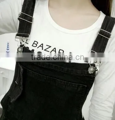 The New Washing Black Trousers / Casual Denim Overalls Arts / Slacks/ Bib Pants photo-5
