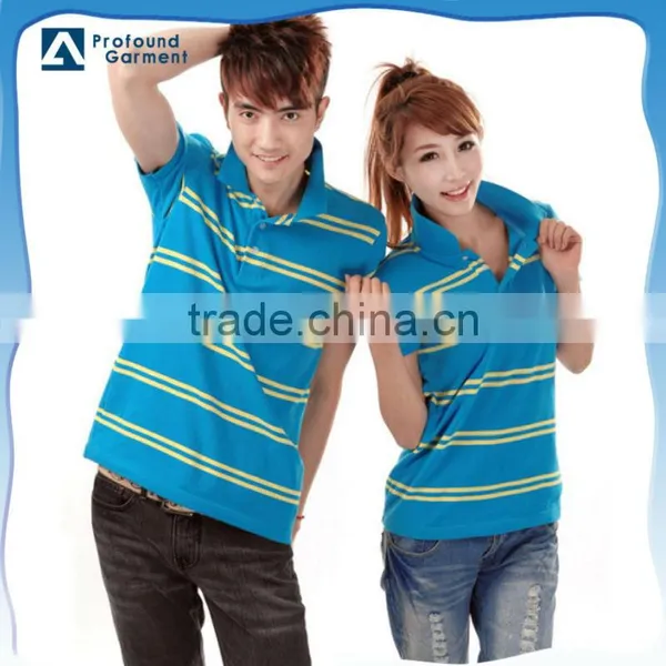 Couple Polo Shirt Blue Horizontal Stripes Polo Shirt 100 % Cotton Soft Fabric Polo Shirt