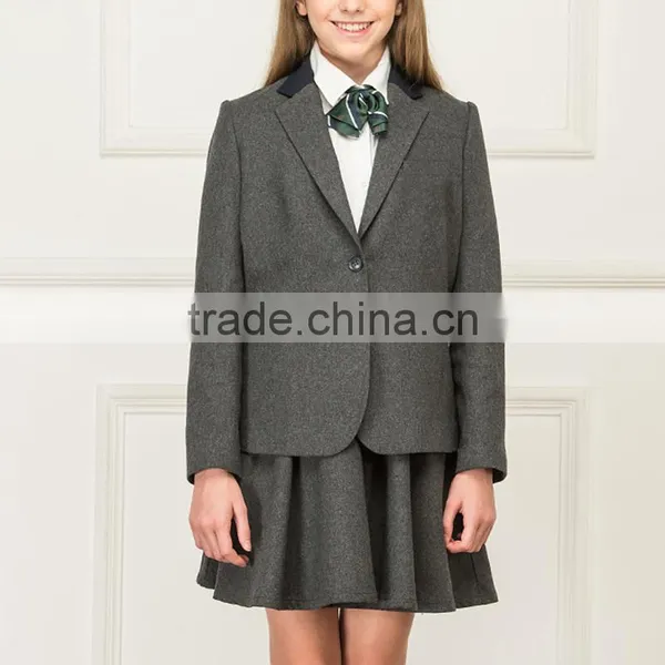 Junior School Girls England Style Grey Colors Coat Jacket Blazer And Skirt photo-2