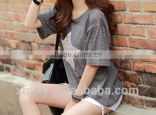 2016 Shining T-shirt O-neck Fashion Design for Girls photo-2