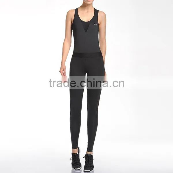 2017 Last Design Black Yoga Clothes Wholesale Low Price 92%polyester 5%spandex Wear Yoga Jumpsuit