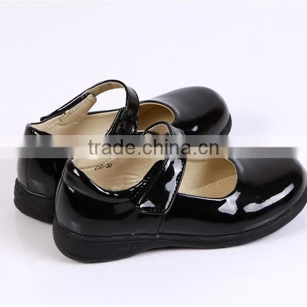 Juqian Customize High Quality Matte Black Leather Kids pu Student School Shoes photo-4