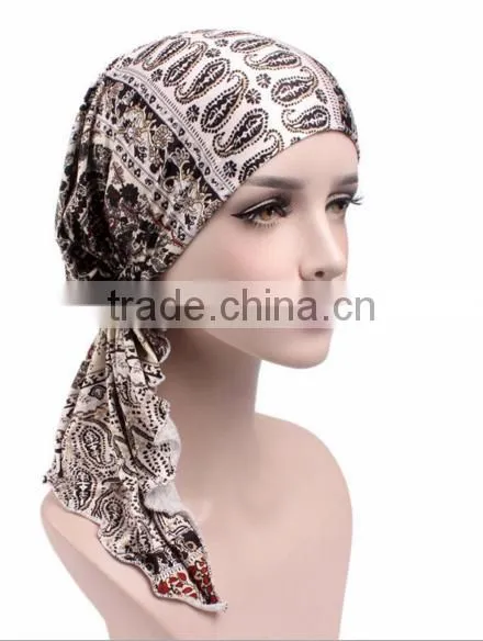 New Stretch Cloth Print Scarf Cap Scarf Hat Chemotherapy Hat photo-5
