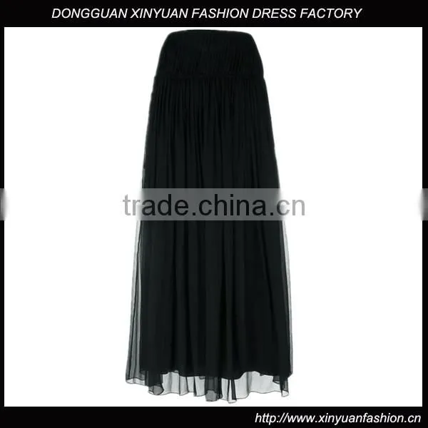 Custom Women 100% Silk Black Pleated Skirts,Fashion Summer Clothes Silk Pleated Skirts For Women