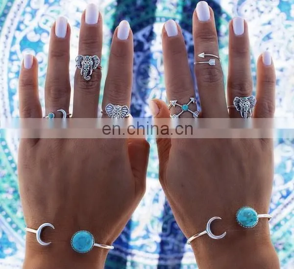 Open Arrow Finger Ring Classic Anti-Silver Zipper Two Triangle Rings Set photo-2
