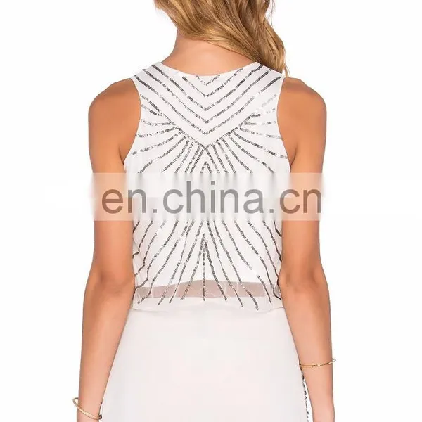 Fancy Bead and Sequined Tank Tops for Women photo-4