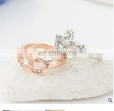 Korean Version of the High-quality Fashion Mask Gilded Gold Crystal Ring Tail Ring Girl Gift Ring photo-3